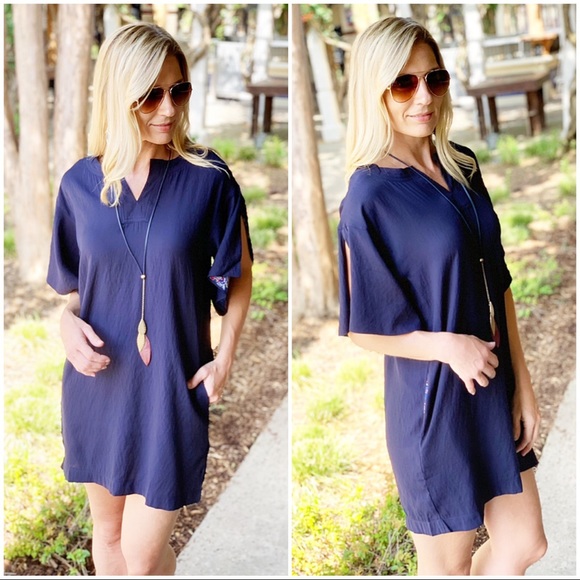 Infinity Raine Dresses & Skirts - ✨LAST ONE✨Navy Tunic Dress with Paisley Lining Infinity Raine Dresses & Skirts - ✨LAST ONE✨Navy Tunic Dress with Paisley Lining